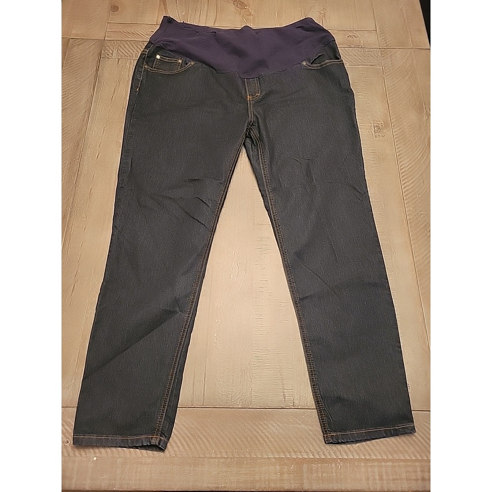 Oh Mamma Maternity Womens Dark Blue Bootcut Jeans Stretch Size 40 X 26.5
